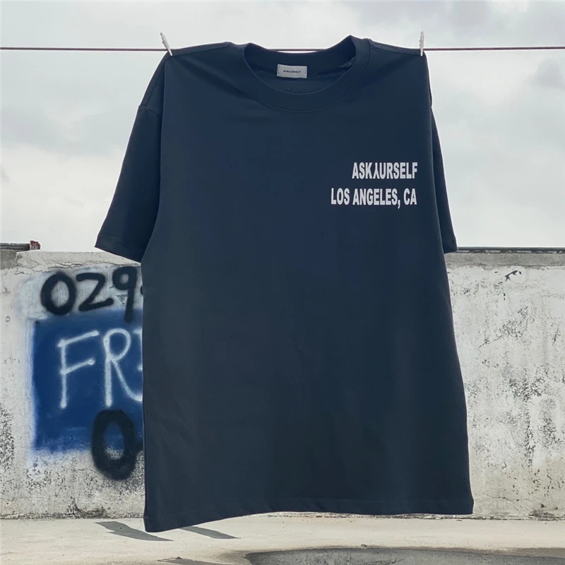 2022 ASKYURSELF Los Angeles T shirt Men Women 1:1 High Quality Dog Graphic Tee Vintage Wash Tops Short Sleeve |