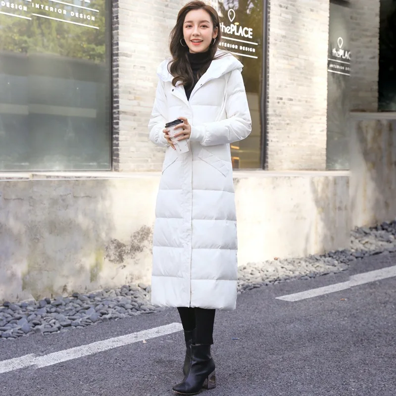 winter jacket coat women  Long down jacket women's knee length 2022 new fashion slim hooded coat