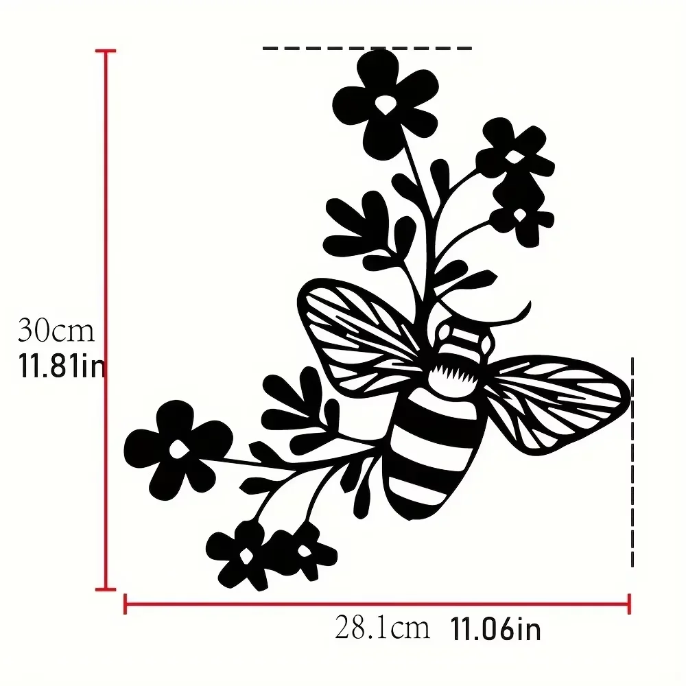 1 Шт. Металлическая Настенная Вывеска Дома С Цветами И Пчелами Дизайн 12x11 Дюймов