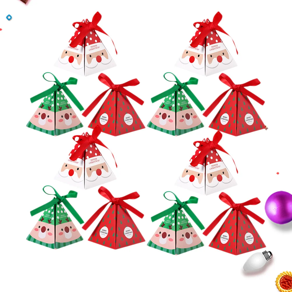 

15PCS Christmas Theme Pattern Candy Boxes Xmas Ribbon Treat Boxes Chocolate Cases for Festival Party Banquet