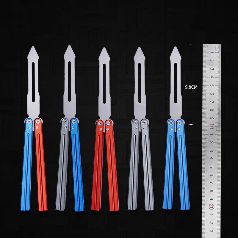 

New butterfly training knife Aluminum handle folding knife SGO game Practice tool butterfly knife doesn't cut