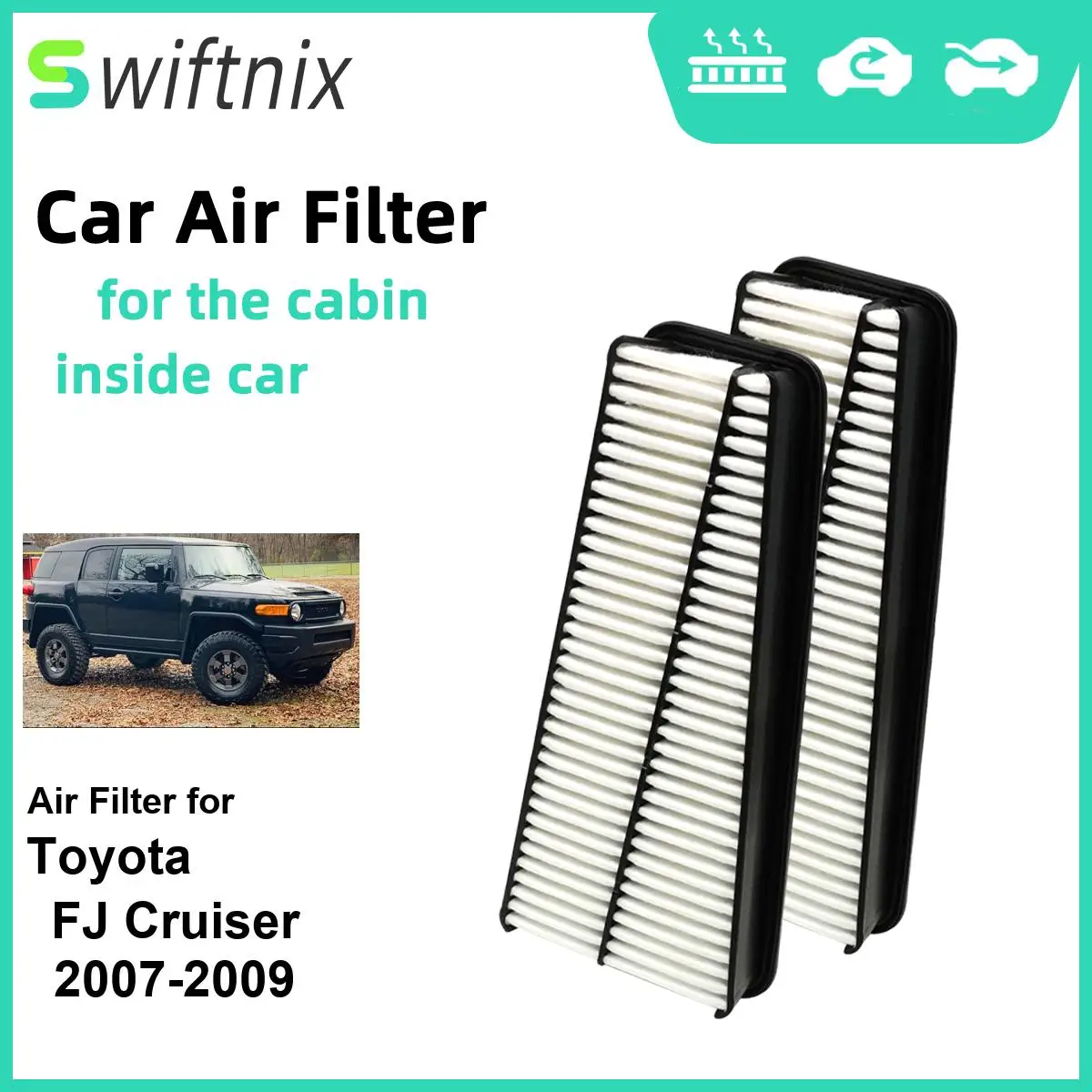 Воздушный фильтр двигателя Calm Carbon Fiilter для Toyota FJ Cruiser 2007-2009 CA9683 17801-0P010 17801-31090 2 шт.