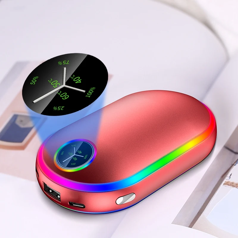 10000 мАч USB перезаряжаемая электрическая грелка для рук зимняя двухсторонняя