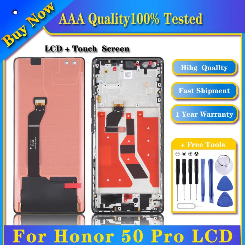 

100% Tested Original OLED LCD Screen for Honor 50 Pro Digitizer Full Assembly with Frame Replacement Phone Parts