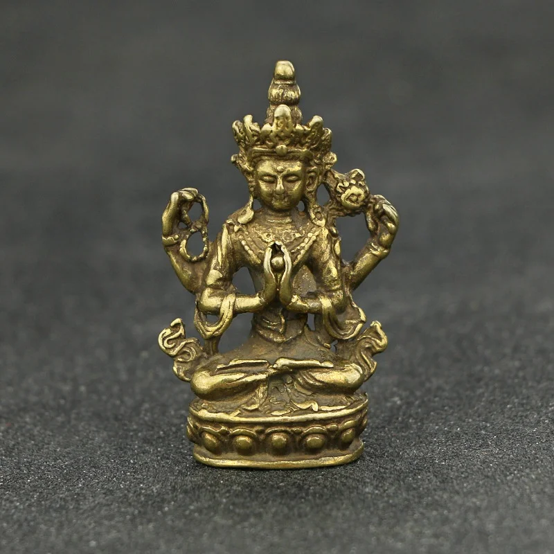 

Antique Bronze Nepal Guanyin Buddha Statue Solid Copper Buddha Figures Ornaments Buddhist Faith People Home Decorations Crafts