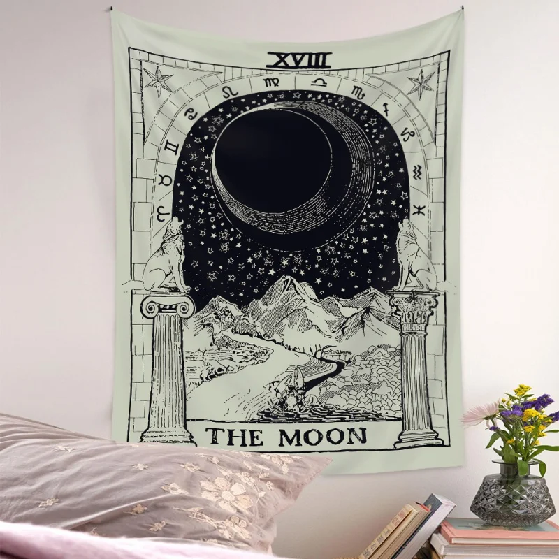 

Гобелены Таро с солнцем, Луной и звездами-эстетический богемный настенный подвесной гобелен для спальни, домашний декор