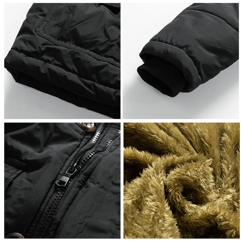 2022 Winter Detachable Hooded Plus Fleece Warm Jacket Large Size Thick Cotton Coat Outdoor Sports Parkas Jackets for Men