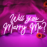 Neon Sign Light Will You Marry Me 65x35cm Wedding Proposal Backdrop Personalized Party Valentine's Day Decoration For Wall