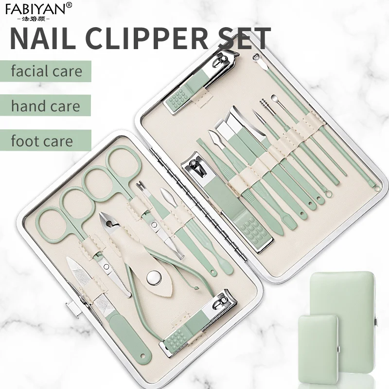 

7/18Pcs Nail Clipper Manicure Set Cutter Nipper Pedicure Scissors Dead Skin Pliers Toenail Cleaner Pedicure Stainless Steel Tool