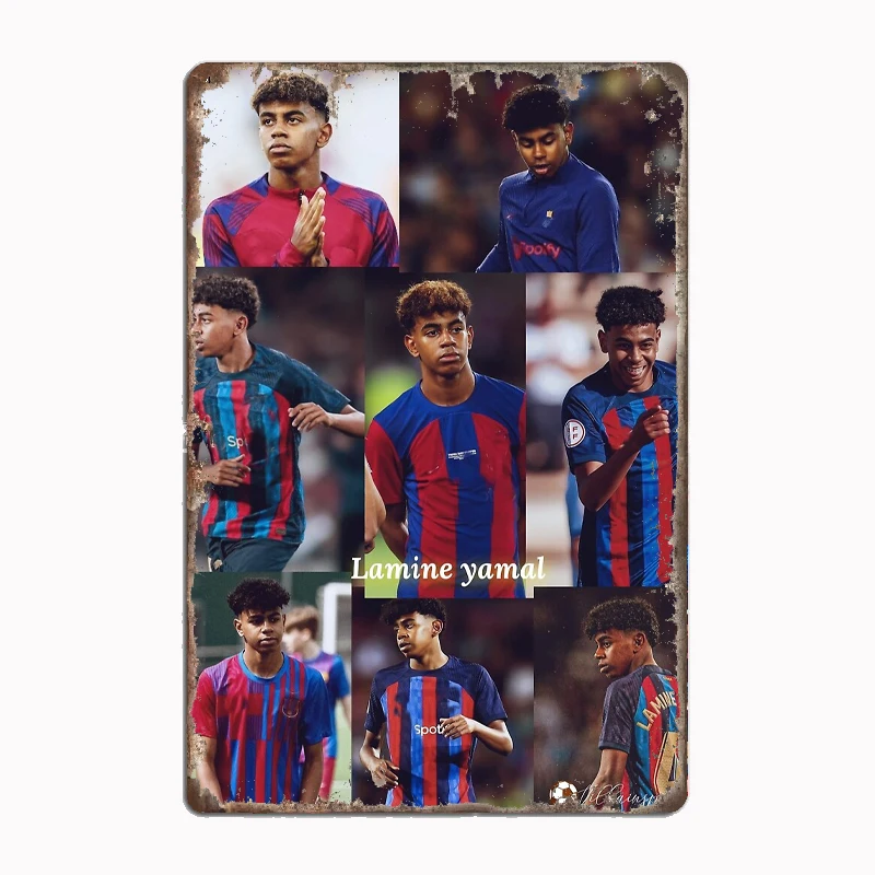 Плакат для испанского футбола Lamine Yamal металлический плакат постер клуба дома