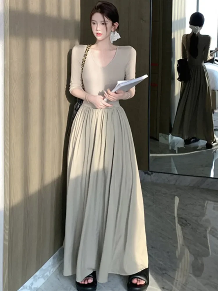 Платье женское длинное ТРАПЕЦИЕВИДНОЕ с коротким рукавом на весну/зиму