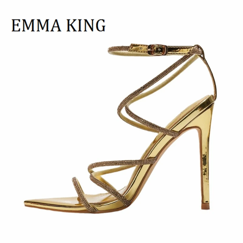 Женские босоножки-гладиаторы с острым носком и ремешком на щиколотке