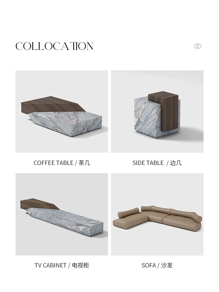 Sheshi отделка под мрамор тумба для ТВ в гонконгском стиле ореховая черная белая и