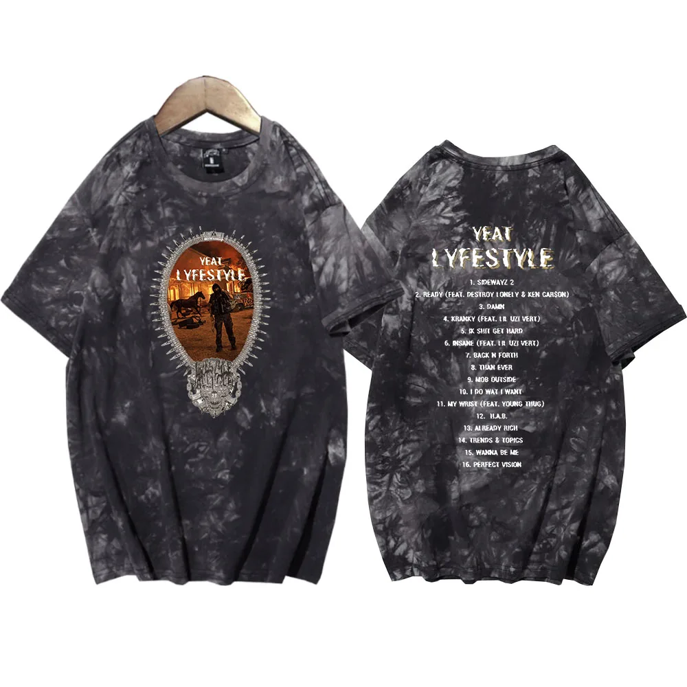 Yeat Lyfestyle Tour Tie Dye Shirts Man Woman Round Neck Short Sleeve T-shirt Fans Gift Tops