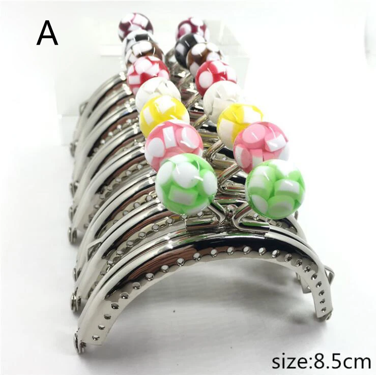 10pcs 8.5cm Round Metal Purse Frame Handle for DIY Making Clutch Bag Handbag Accessories Candy Head Kiss Clasp Lock