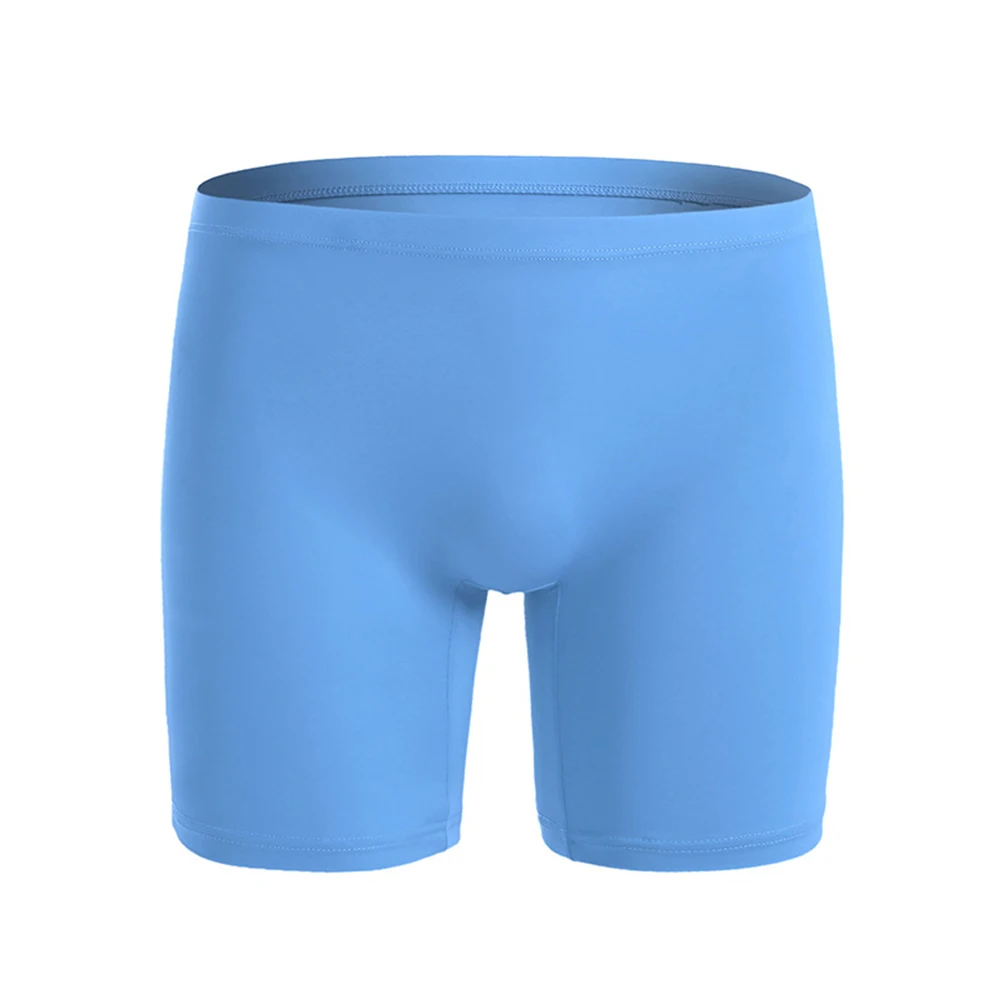 

Sexy Men Ice Silk Long Leg Boxer Briefs Pouch Underwear Shorts Trunks Underpants