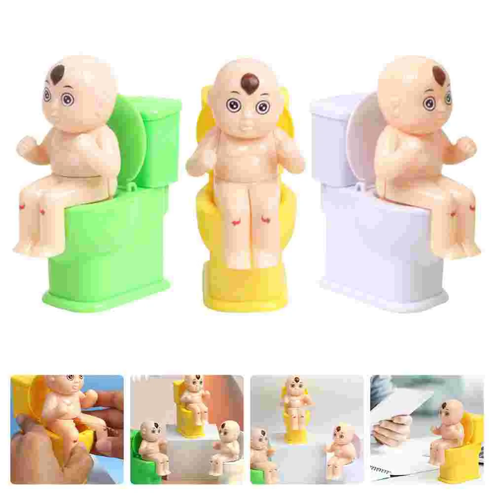 

3 Pcs Toys Squirt Toilet Toys Plastic Squirting Toilet Closestool Prank Toys Toilet Doll Prank Toys for Children Men
