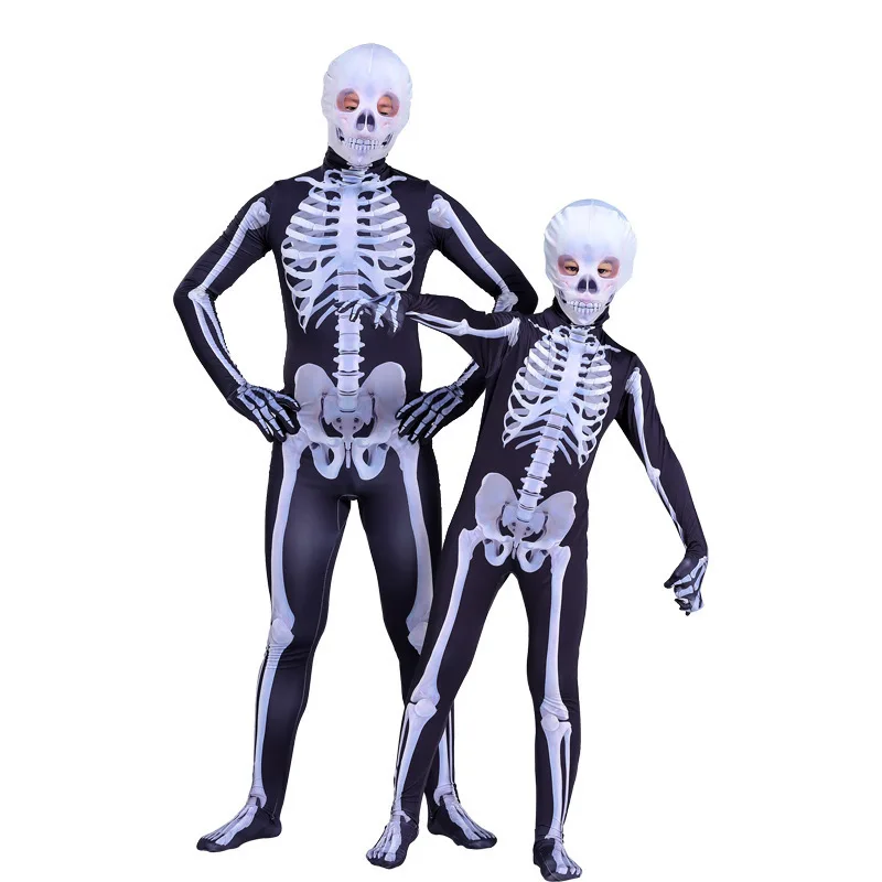 

Horror Halloween Skeleton Cosplay Costume Clothes Masquerade Carnival Dress Up Party Onesies Adult Kids Tight Bodysuit Zentai