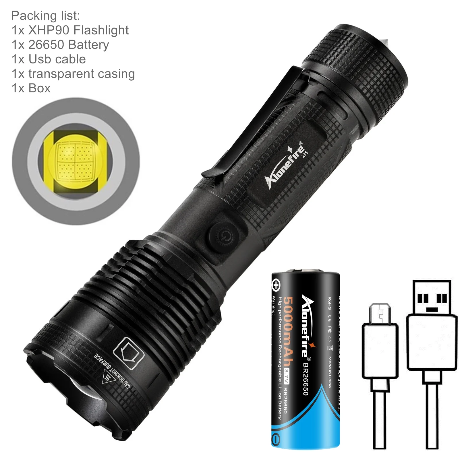 

AloneFire X35 Фонарь Черный XHP90 1600 Лм