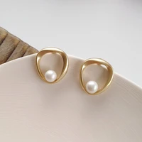 cute small pearl stud earrings for women girl wedding gift 2021 gold korean trend geometric statement jewelry accessories bijoux