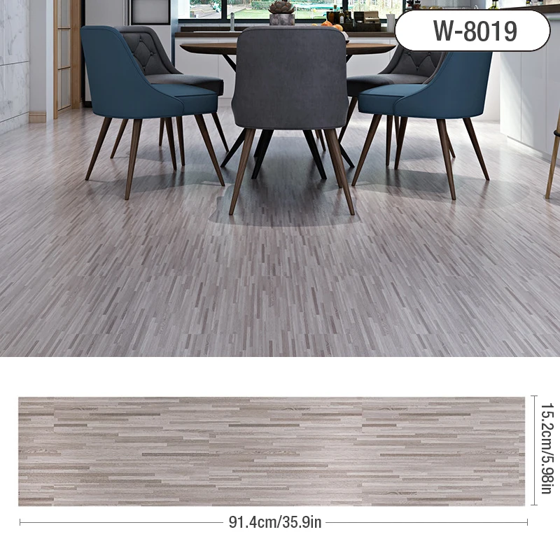 

3D Thickened Light Gray Wood Grain Floor Stickers Self-adhesive Waterproof Wallpaper Wear-resistant Bathroom Living Room Decor