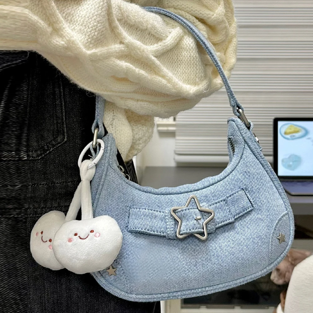2023 Vintage Star Handbag Armpit Purse Denim Bag Deni Underarm Bag Single Shoulder Bag