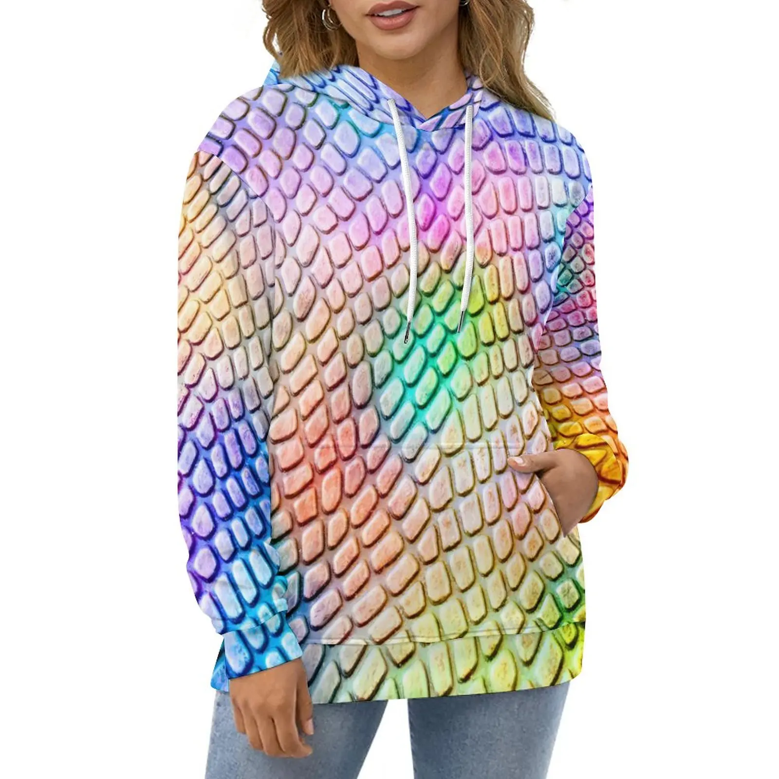 

Худи женское с принтом «змеиная кожа» и длинным рукавом