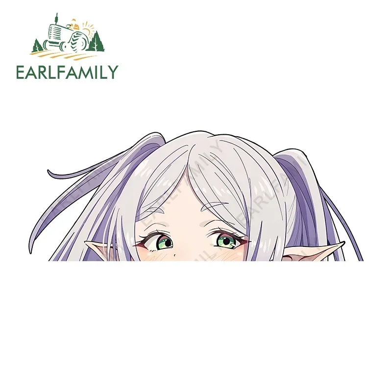 EARLFAMILY для Frieren Peek, автомобильные наклейки, аниме, водостойкая виниловая наклейка для автомобиля, защита двери автомобиля, милые аксессуары в стиле аниме