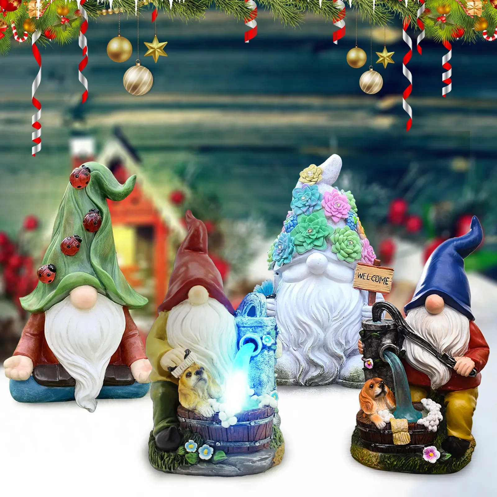

Solar Lamp Resin Crafts Ornaments Fairy Statue Garden Dwarf Courtyard Decoration Christmas Christmas Ornament Daughter