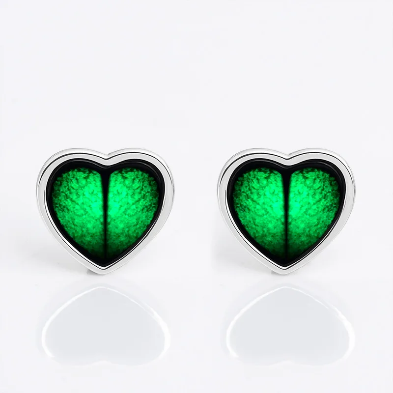 

Burmese Jade Heart Earrings 925 Silver Natural Real Gift Designer Luxury Jewelry Talismans Women Emerald Black Ear Studs Charm