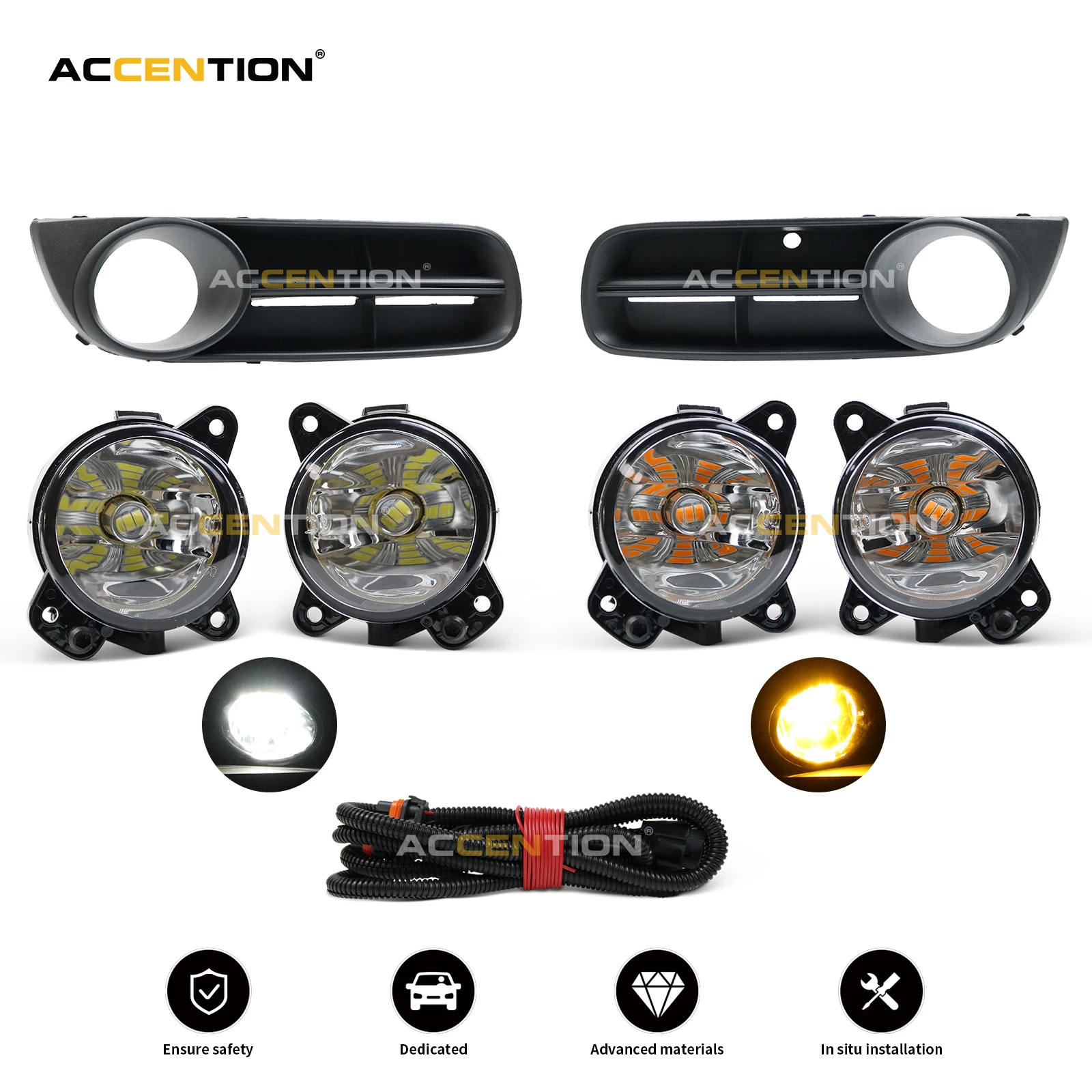 

For Skoda Fabia MK2 2007 2008 2009 2010 Roomster 2006 2007 2008 2009 2010 Front LED Fog Light Fog Lamp Cover Harness Assembly