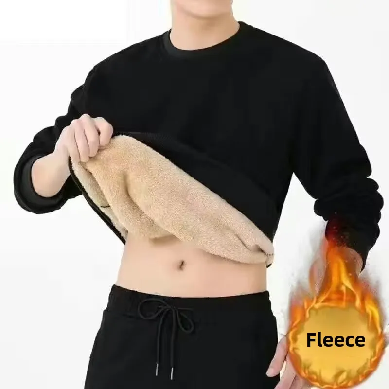 Мужская толстовка свободного кроя на флисовой подкладке утолщенная теплая