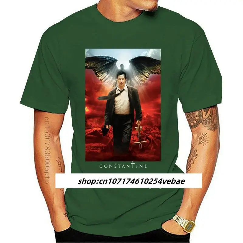 

New Constantine 2005 Movie Poster Keanu Reeves T Shirt 100% Cotton All Sizes S 4Xl