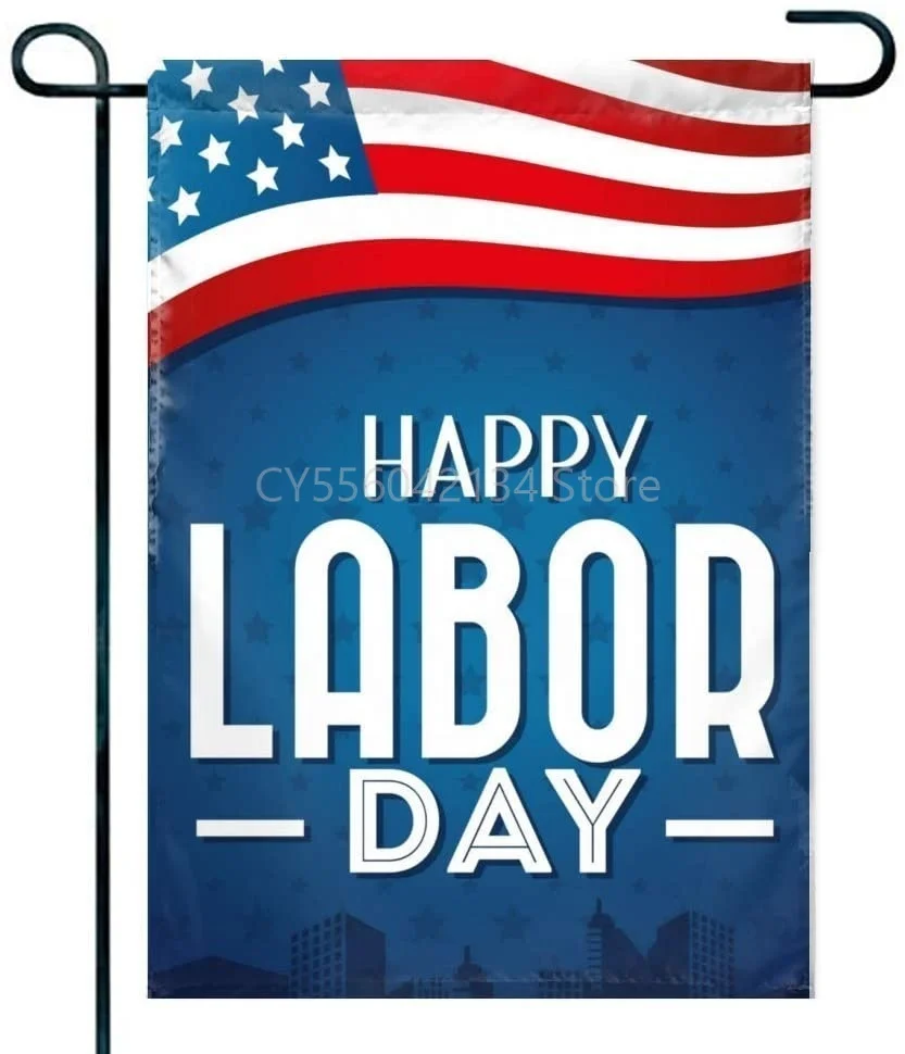 

Happy Labor Day Family Flag Garden Flag Single Printed Welcome Party Yard Flag for Ourdoor Indoor Home Garden Decoration