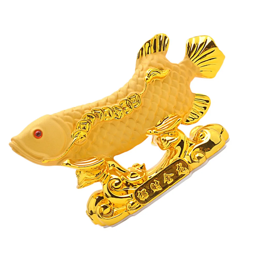 

Ornament Resin Fish Sculpture Fortune Car Ornaments Fengshui Statues Desk Topper Display Figurine
