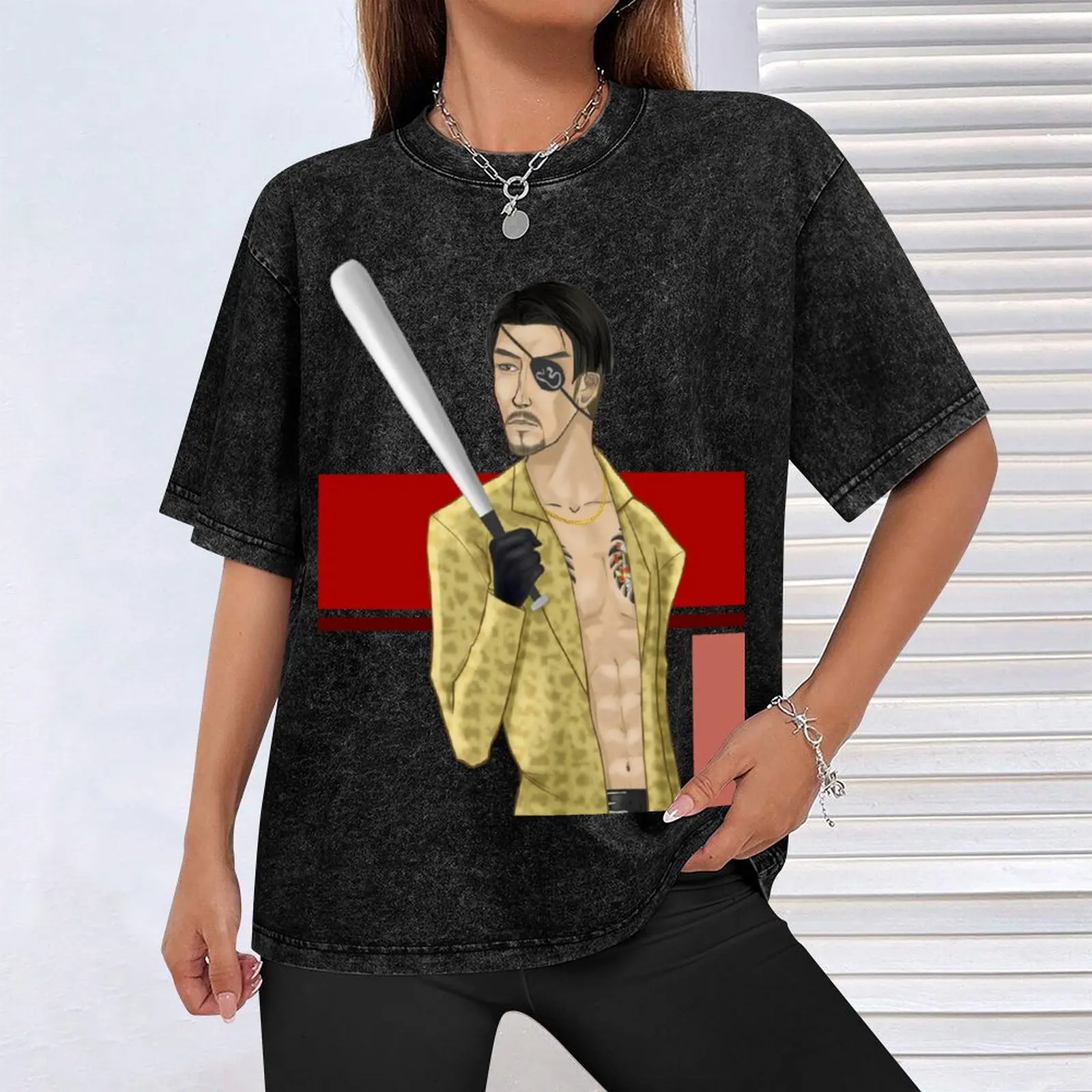 Футболка Majima Goro топы больших размеров черные футболки мужские большого размера