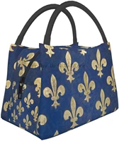fleur de lis pattern lunch bags reusable box tote meal prep container for men women work picnic school or travel
