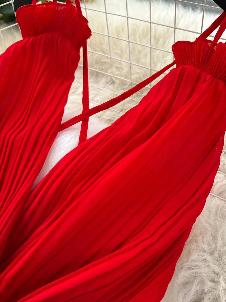 Платье Foamlina женское на бретельках модное элегантное пляжное длинное