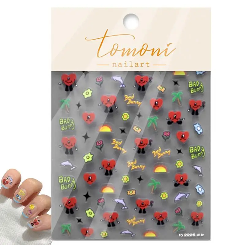 

2D DIY Japanese Style Fashion New Arrival Thin Light Traceless Nail Stickers Bad Luck Bunny Series Dry Nail