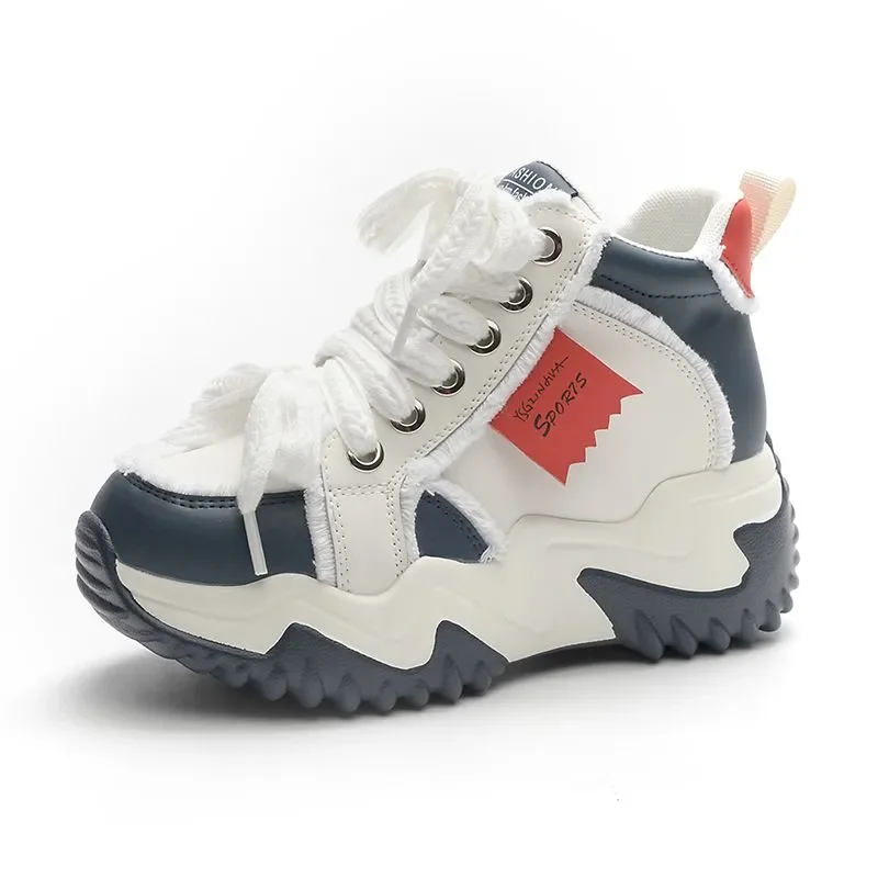 

New 7CM Genuine Leather Platform Wedge Fashion Women Spring Well-fitting Autumn Chunky Sneakers Shoes Breathable Mixed Color