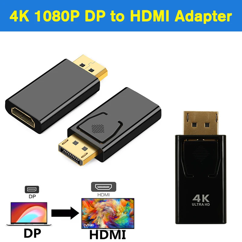 

4K/1080P DisplayPort To HDMI-compatible Adapter Converter Display Port Male DP To HDMI-compatible Female HD TV Cable Adapter