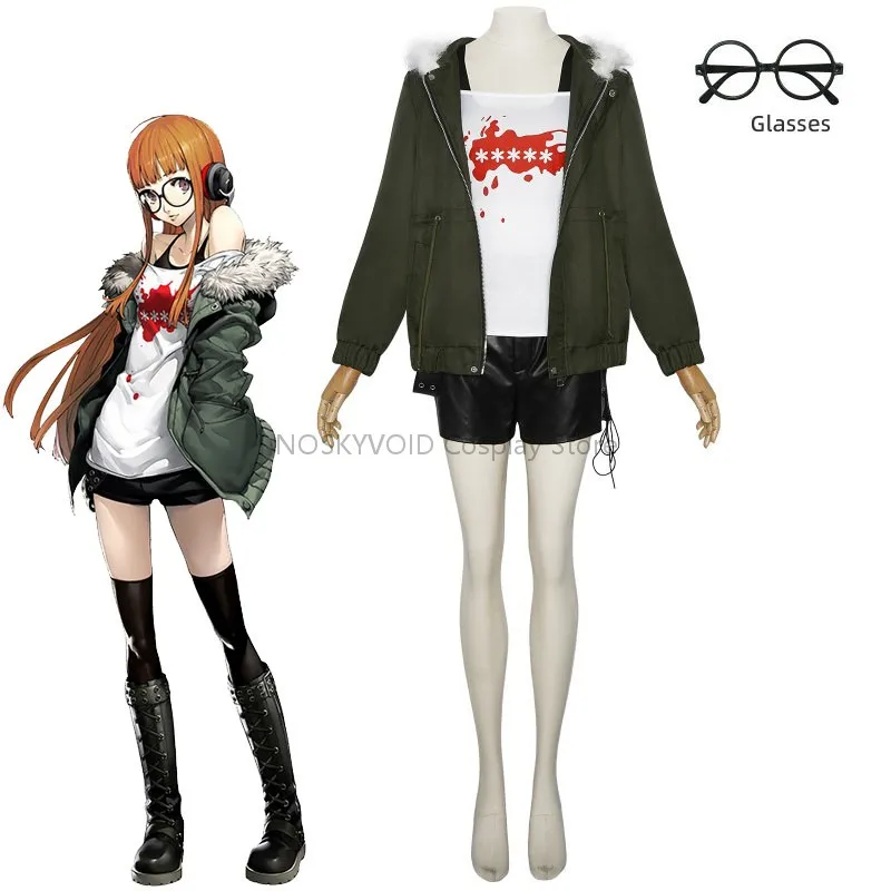 Фото P5 Futaba Sakura, костюм для косплея и аксессуары для очков Persona 5 NAVI, костюмы аниме и игровых персонажей, Хэллоуин, карнавал №1