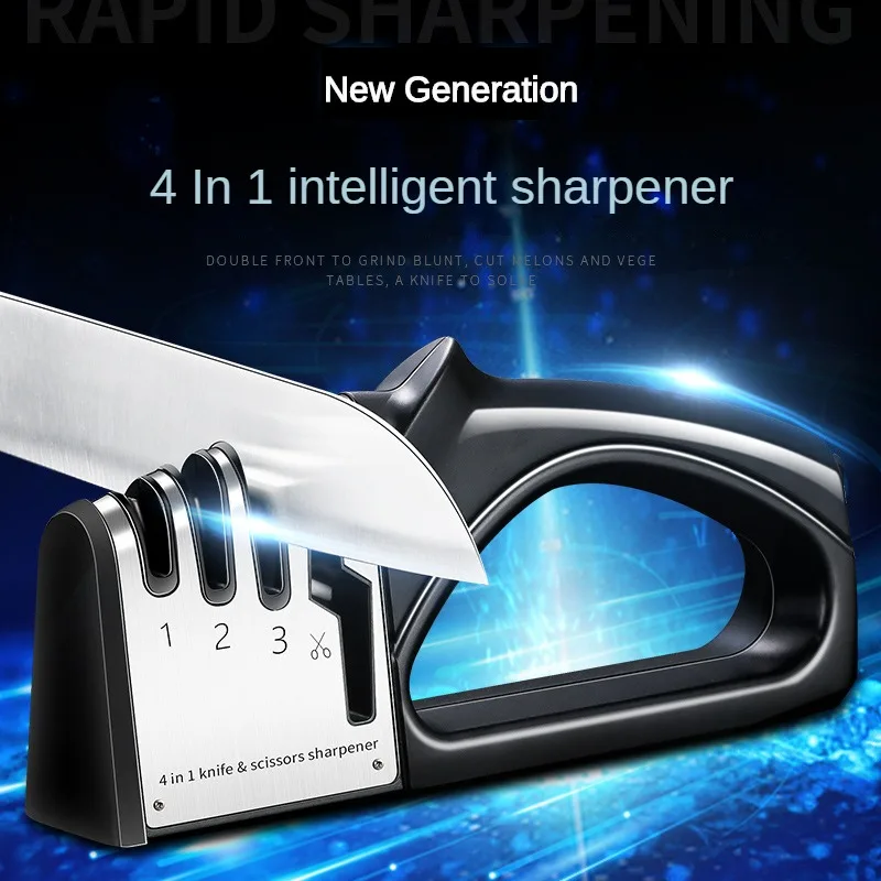 

Knife Sharpener 4 in 1 Diamond Tungsten Steel Thin Bar Knife Scissors Kitchen Knife Sharpener Household Stainless Steel Blades