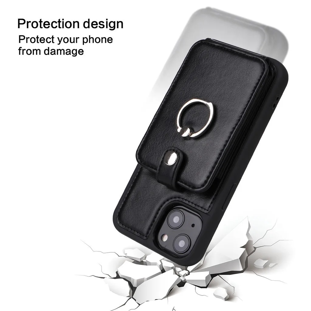 Кожаный чехол с металлическим кольцом-пряжкой для iPhone 15 Pro Max 14 Plus 13 12 11 Xs XR X 6s 7 8 SE