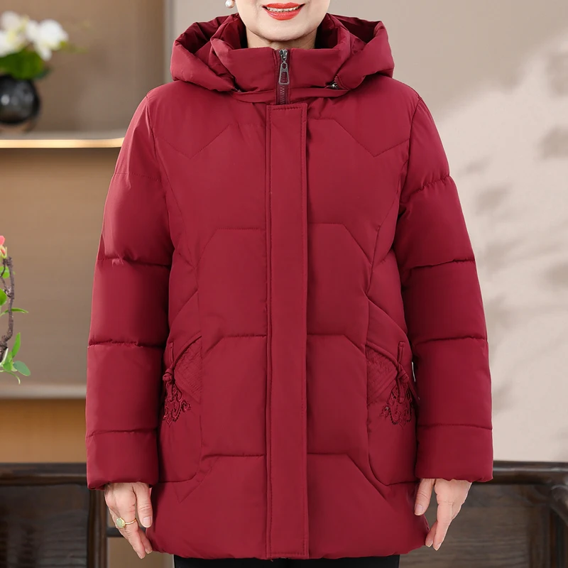Зимние куртки женские парки с капюшоном 2024 элегантная толстая теплая женская