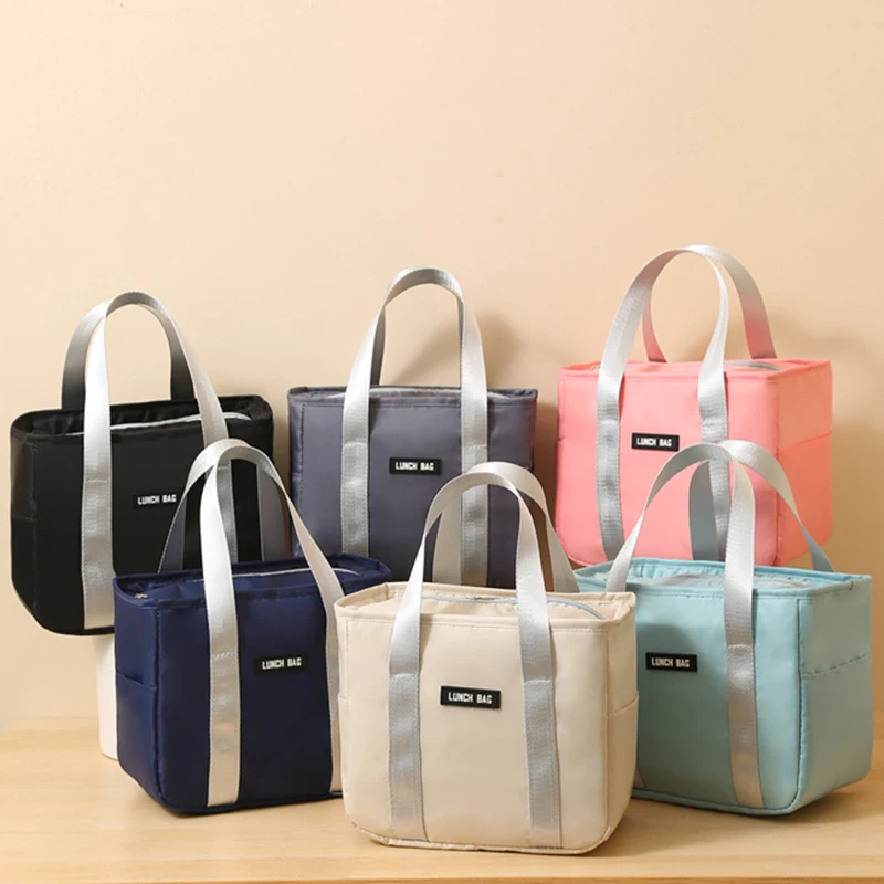 Portable Lunch Bag Thermal Insulated Lunch Box Tote Cooler Bag Camping Bento Pouch Work Lunch Organizer School Food Storage Bags