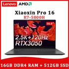 Ноутбук Lenovo Xiaoxin Pro 16 RTX 3050 AMD Ryzen 7 5800H 16 дюймов 2,5 K 120Hz 16 Гб RAM 512 ГБ SSD Windows11 ультратонкий ноутбук