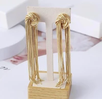 simple chain golden tassel knot shape long earrings and ear clips for women party girl classic fashion jewelry