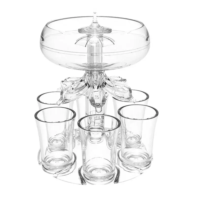 

new Party Drink Shot Dispenser With 6 Shot Glasses Set Acrylic Holder Drinking Game Tools Family Gathering Bar Wine Glass Set