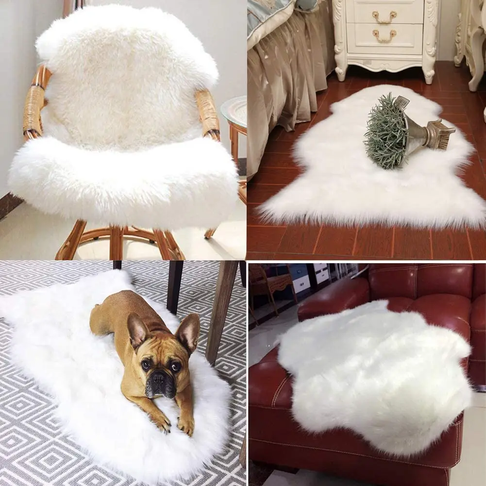 Soft Faux Fur Wool Carpet for Living Room Artificial Pad Sofa Bedside Rug Plush Carpets Bedroom Door Window Bay Mat |